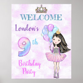 9. Geburtstag Girl Princess Lavender Turquoise Poster