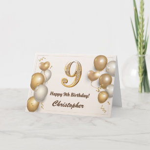 9. Geburtstag Gold Balloons und Confetti Geburtsta Karte