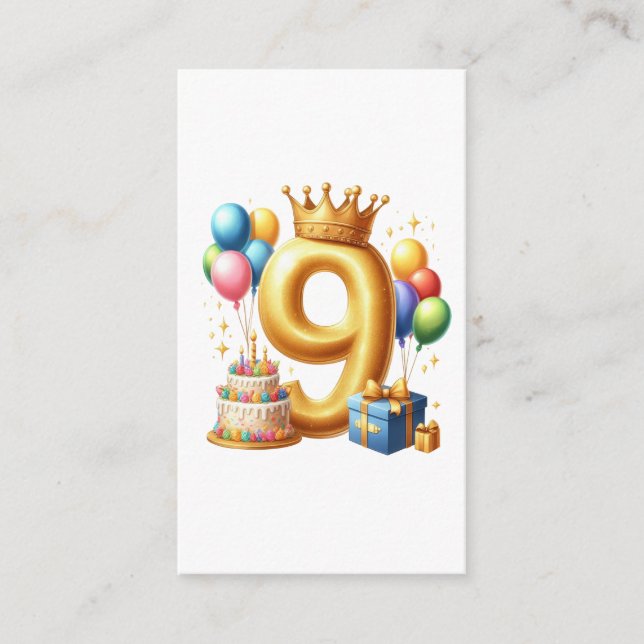 9. Geburtstag Golden Begleitkarte (Vorderseite)