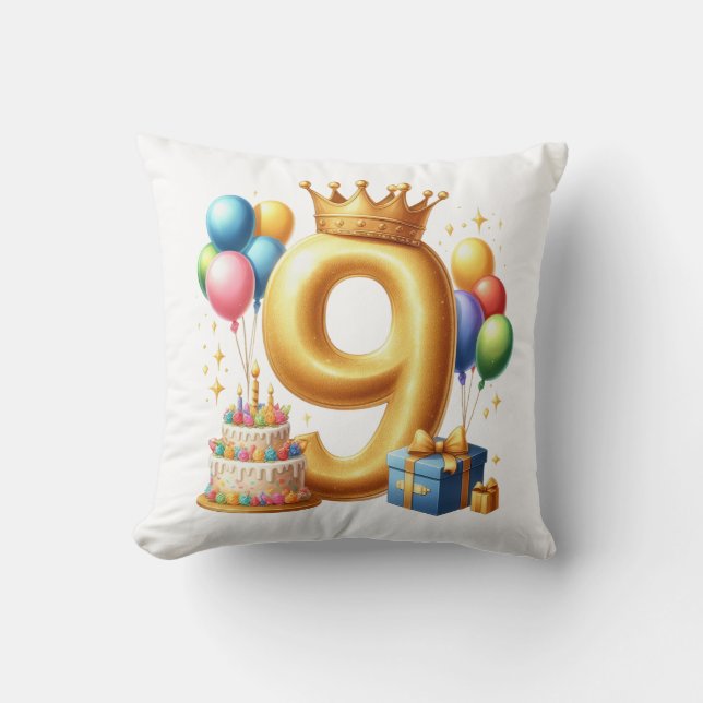 9. Geburtstag Golden Kissen (Vorderseite)