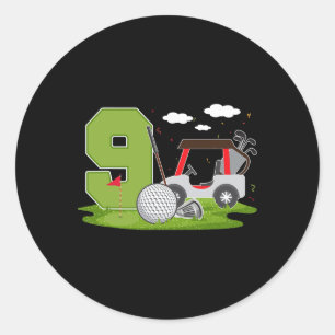 9. Geburtstag Golf 9 Jahre alt Geburtstagsparty Go Runder Aufkleber