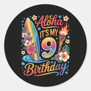 9. Geburtstag Hawaii Aloha Tropischer Urlaub Kreuz Runder Aufkleber