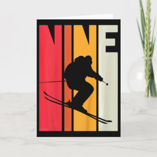 9. Geburtstag Junge Retro-Skifahrer 9 Jahre alt Karte