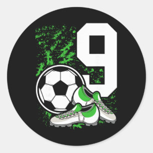 9. Geburtstag Jungen 9 Jahre Fußballspieler Geburt Runder Aufkleber
