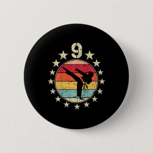 9. Geburtstag Karate Neunte 9. Geburtstagsjunge Button