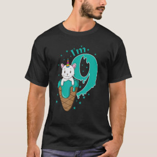 9. Geburtstag Katze Einhorn Eiscreme-Kegel T-Shirt