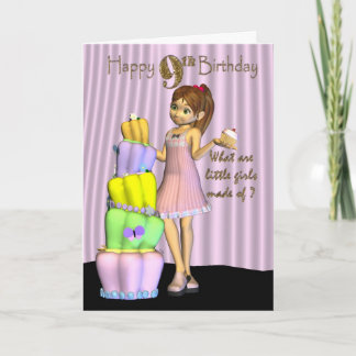 9. Geburtstag, kleines Mädchen der alles- Gute zum Karte