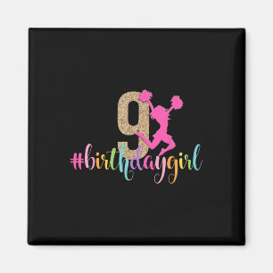 9. Geburtstag Mädchen Cheerleader Regenbogen Cheer Magnet