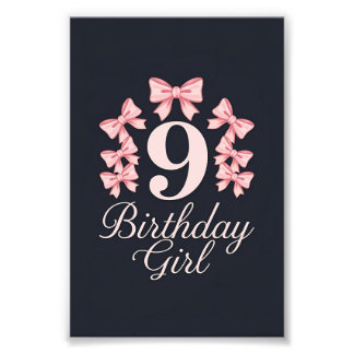 9. Geburtstag Mädchen Fotodruck