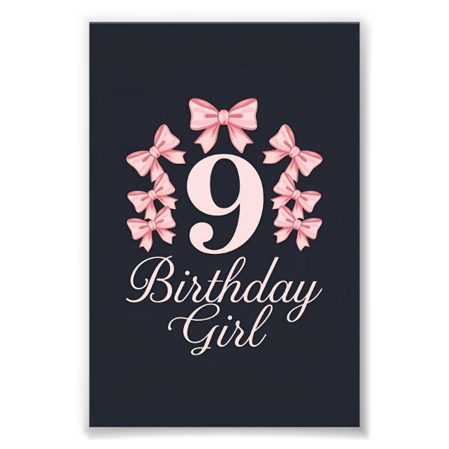 9. Geburtstag Mädchen Fotodruck (Vorne)