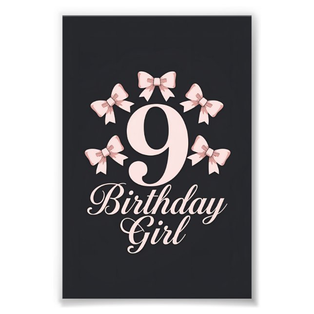 9. Geburtstag Mädchen Fotodruck (Vorne)