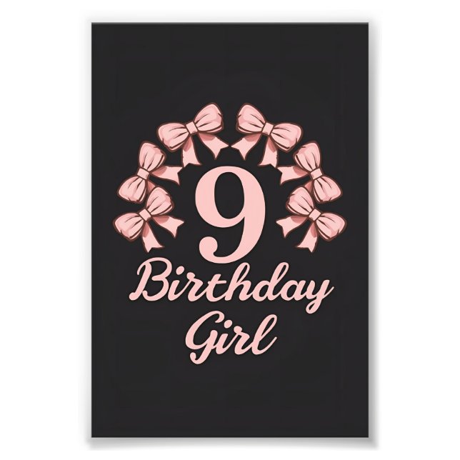 9. Geburtstag Mädchen Fotodruck (Vorne)