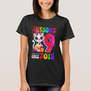 9. Geburtstag Mädchen Party Süße Katze 9 Jahre Alt T-Shirt