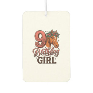 9. Geburtstag Mädchen Pferd Floral Vintage Design Autolufterfrischer
