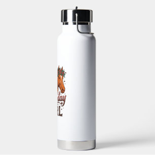 9. Geburtstag Mädchen Pferd Floral Vintage-Design Trinkflasche