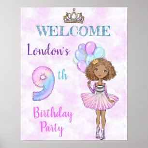 9. Geburtstag Mädchen Prinzessin Afroamerikanerin Poster