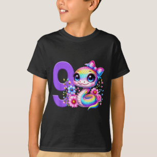 9. Geburtstag Mädchen Snake Party Regenbogen Coque T-Shirt