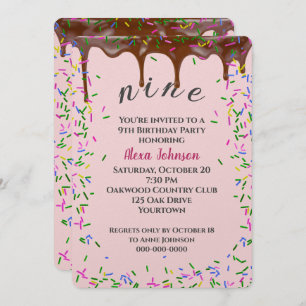 9. Geburtstag mit Schokoladeneis und Sprinklen Einladung