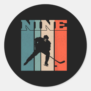 9. Geburtstag Retro Eishockey 9 Jahre alter Junge  Runder Aufkleber