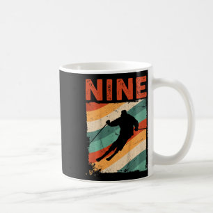 9. Geburtstag Retro Skifahren 9 Jahre alte Jungen  Kaffeetasse