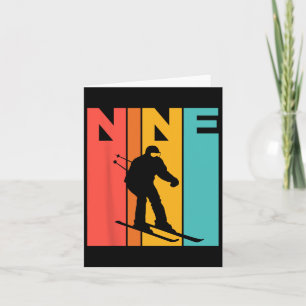 9. Geburtstag Retro Skifahren 9 Jahre alte Jungen  Karte