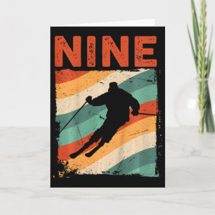 9. Geburtstag Retro Skifahren 9 Jahre alte Jungen Karte