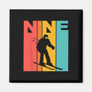 9. Geburtstag Retro Skifahren 9 Jahre alte Jungen Magnet
