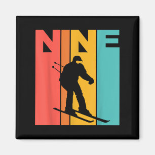 9. Geburtstag Retro Skifahren 9 Jahre alte Jungen  Magnet