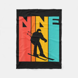 9. Geburtstag Retro Skifahren 9 Jahre alter Jungen Fleecedecke