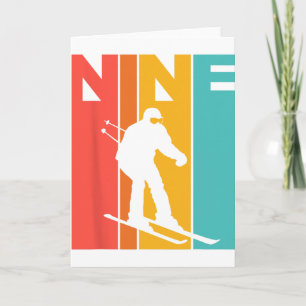 9. Geburtstag Retro-Skiing 9 Jahre alte Jungen Geb Karte