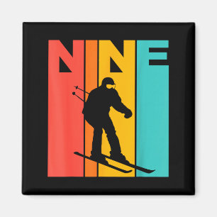 9. Geburtstag Retro-Skiing 9-jähriger Jungen Gebur Magnet