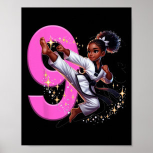 9. Geburtstag Schwarzes Mädchen Martial Arts Party Poster