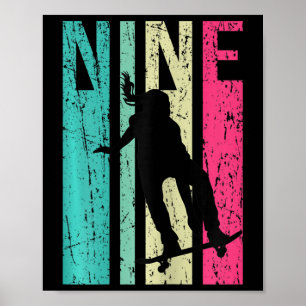 9. Geburtstag Skater Girl Skateboardfahren Skaten Poster