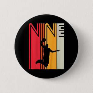 9. Geburtstag Sketll Fan 9 Jahre Alt Retro Button