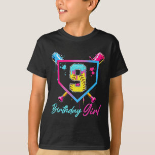 9. Geburtstag Softball Eiscreme-Tropf 9 Jahre alte T-Shirt