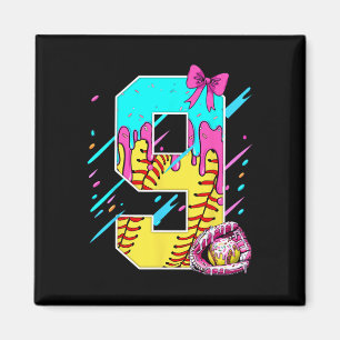 9. Geburtstag Softll Eis Drip Bow 9 Jahre Kind Magnet