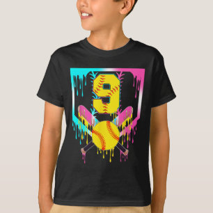 9. Geburtstag Softll Home Plate Tropf Eiscreme 9 J T-Shirt