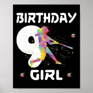 9. Geburtstag Softll Neun 9 Jahre altes Mädchen Poster