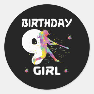9. Geburtstag Softll Neun 9 Jahre altes Mädchen Runder Aufkleber