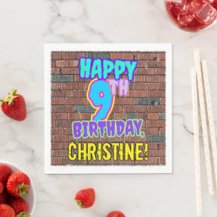 9. Geburtstag ~ Spaß, Urban Graffiti Inspirierter Serviette