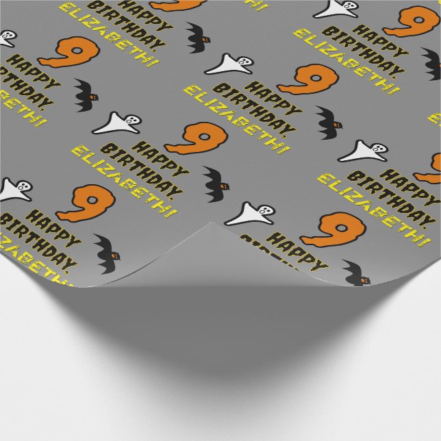 9. Geburtstag: Spooky Halloween Thema + Individuel Geschenkpapier (Ecke)