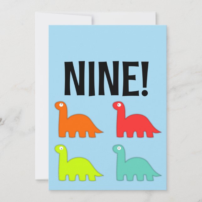 9. GEBURTSTAG T-REX DINOSAUR Party Einladungen (Vorderseite)