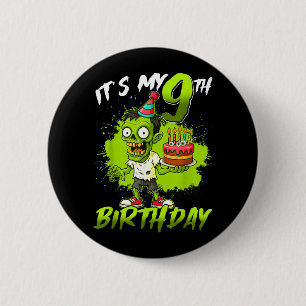 9. Geburtstag Zombie 9 Jahre alt Frohes Halloween Button