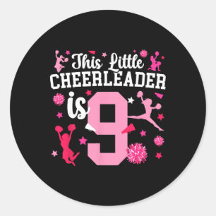 9. Geburtstags Cheer Mädchen Neunjährige Cheerlead Runder Aufkleber