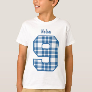 9. Geburtstags-Jungen-KARIERTER neunjähriger T-Shirt