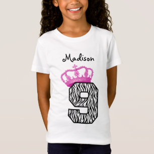 9. Geburtstags-Prinzessin Crown und Zebra V01 T-Shirt