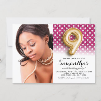 9. Geburtstags-Punkt-Portrait Einladung