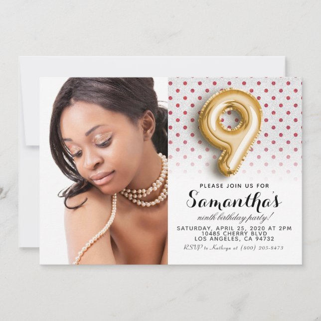 9. Geburtstags-Punkt-Portrait Einladung (Vorderseite)