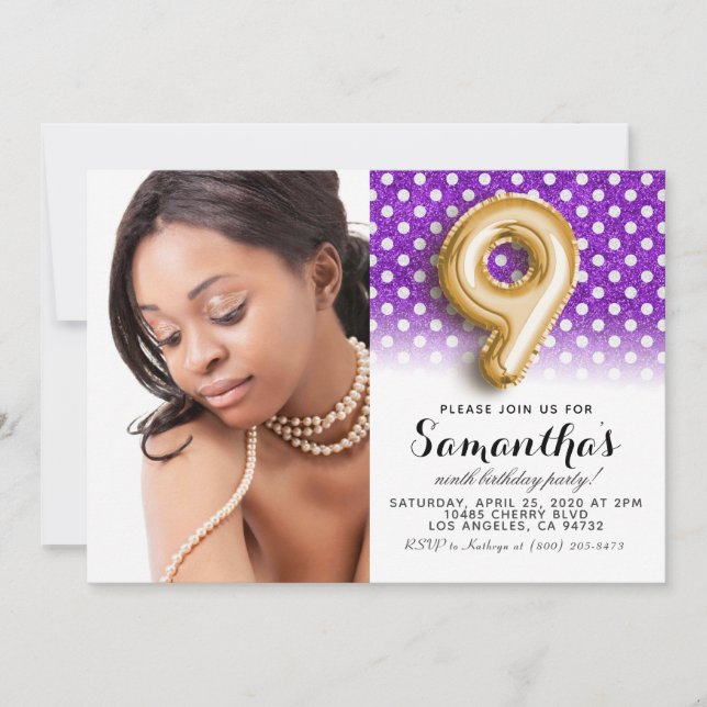 9. Geburtstags-Punkt-Portrait Einladung (Vorderseite)