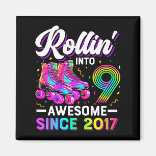 9. Geburtstags-Shirt Mädchen Neun 9 Jahre alt Roll Magnet